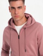 OMBRE Памучно худи с цип Прашно розово
