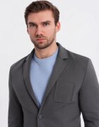 OMBRE Сако SLIM от плетена материя с фина текстура OM-BLZB-0101 Тъмно сиво Tъмносив