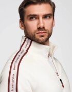 OMBRE Суитшърт с цип и странични джобове Червен/Крем