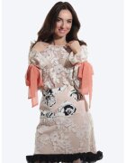 ONIBON FASHION Дантелена блуза със странични панделки - Бял/Бежов