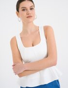Only Блуза с разкроен подгъв без ръкави Бял