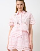 Only Jack & Jones Памучна риза с ажур Прашен люляк