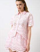 Only Jack & Jones Памучна риза с ажур Прашен люляк