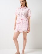 Only Jack & Jones Памучна риза с ажур Прашен люляк