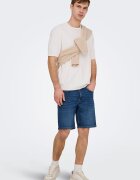 Only & Sons Къс панталон от деним със средновисока талия Тъмносин