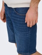 Only & Sons Къс панталон от деним със средновисока талия Тъмносин