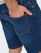 Only & Sons Къс панталон от деним със средновисока талия Тъмносин