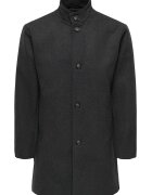 Only & Sons Палто с вълна със средновисока яка Черен меланж