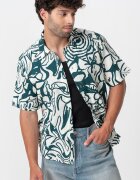 Only & Sons Свободна риза с принт Тъмнозелен/Крем