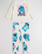 Original Marines Дълга плюшена пижама с принт на Stitch Бял/Пастелнорозов/Светлосин