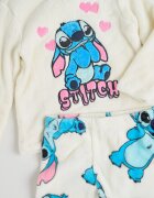 Original Marines Дълга плюшена пижама с принт на Stitch Бял/Пастелнорозов/Светлосин