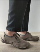 Otter Мъжки перфорирани ежедневни обувки 9558 14-2 Бежово-сиви Lotus Nubuck - Бежови