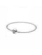 Pandora Фиксирана гривна със закопчалка сърце от Сребро 925 - 18см