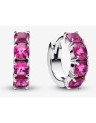 Pandora Кръгли обеци с розов кристал - Сребро 925