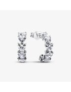 Pandora Обеци Кръгли - Блестящи сърца с цирконий - Сребро 925
