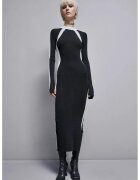 Patrizia Pepe Fitted Maxi Dress With Colorblock Design - Черен