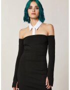 Patrizia Pepe Fitted Mini Dress With Detachable Collar - Черен