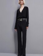Patrizia Pepe Гащеризон със свободна кройка с дълъг ръкав Черен