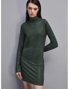 Patrizia Pepe Jersey Long Sleeved Mini Dress With Rhinestones applications - Тъмнозелен