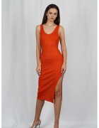 Patrizia Pepe Midi Dress With V Neckline - Оранжев