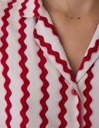 Penti Пижама с раирана горна част Бял/Светлочервен