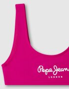 Pepe Jeans London Бански от две части с лого Фуксия/Яркорозово