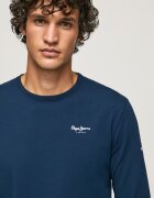 Pepe Jeans London Блуза с памук с овално деколте Ултрамарин синьо