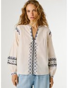 Pepe Jeans London Блуза-туника Bernis с бродерия - Слонова кост/Тъмносин