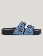 Pepe Jeans London Чехли от велур с нитове Лавандула/Сребрист