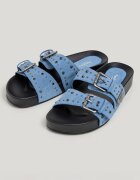 Pepe Jeans London Чехли от велур с нитове Лавандула/Сребрист