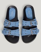 Pepe Jeans London Чехли от велур с нитове Лавандула/Сребрист