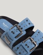 Pepe Jeans London Чехли от велур с нитове Лавандула/Сребрист