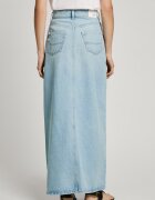 Pepe Jeans London Дълга дънкова пола с цепка Светлосин