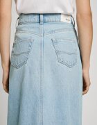 Pepe Jeans London Дълга дънкова пола с цепка Светлосин