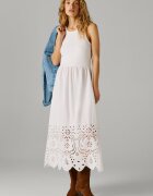 Pepe Jeans London Дълга рокля с дантела Сан Гало - Бял