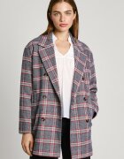 Pepe Jeans London Двуредно късо палто с вълна Червен/Прашно синьо