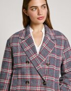 Pepe Jeans London Двуредно късо палто с вълна Червен/Прашно синьо