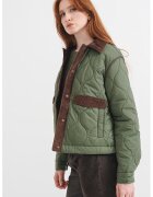 Pepe Jeans London Капитонирано яке с джинсови детайли - Карамел/Аква зелено