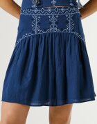 Pepe Jeans London Къса пола от деним Denver с бродерия Бял/Тъмносин