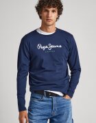 Pepe Jeans London Памучна блуза с лого Тъмносин