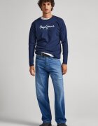 Pepe Jeans London Памучна блуза с лого Тъмносин