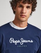 Pepe Jeans London Памучна блуза с лого Тъмносин
