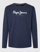 Pepe Jeans London Памучна блуза с лого Тъмносин