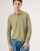Pepe Jeans London Памучна блуза с яка Каки