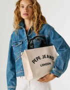 Pepe Jeans London Памучна чанта за рамо с отделяща се презрамка Черен/Крем