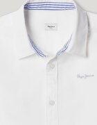 Pepe Jeans London Памучна риза с дълги ръкави Небесносин/Бял