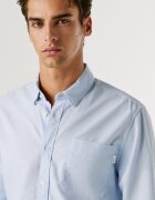 Pepe Jeans London Памучна риза с джоб Бледо синьо