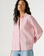 Pepe Jeans London Раирана риза Bernary с лен Бял/Розово