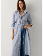 Pepe Jeans London Раирана рокля тип риза с колан - Бял/Син