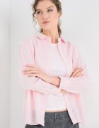 Pepe Jeans London Риза Bernadette от памук и лен Бледо розово